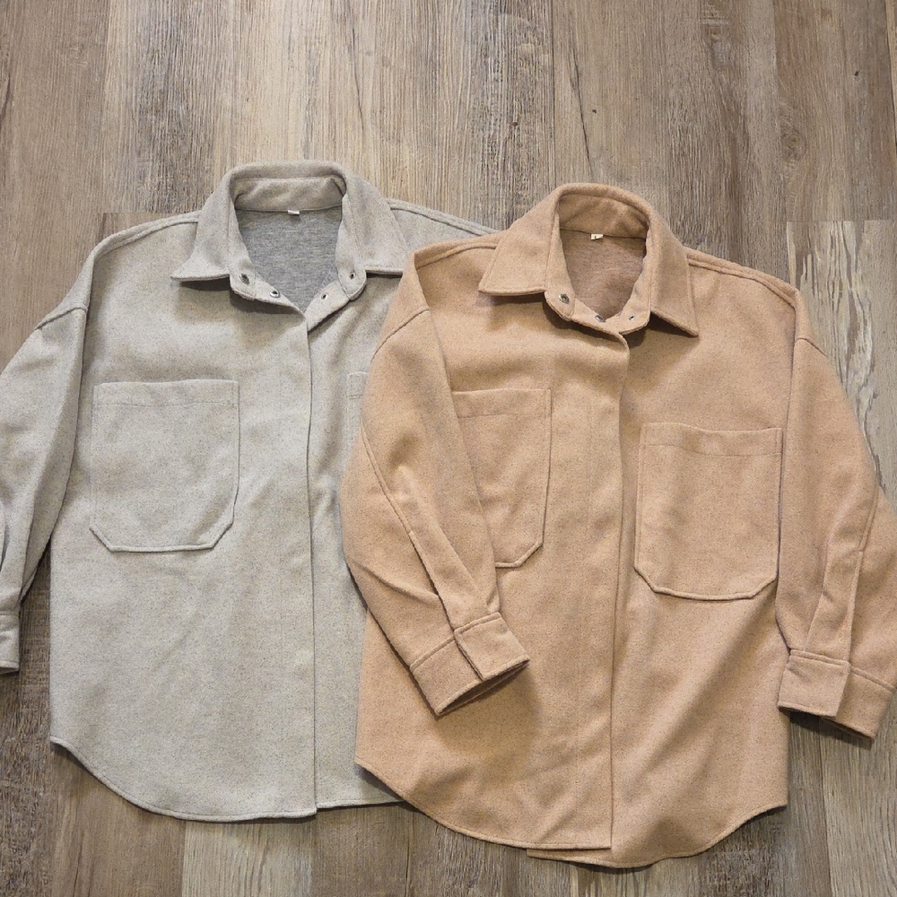 Shein Beige and Gray Wool Jackets